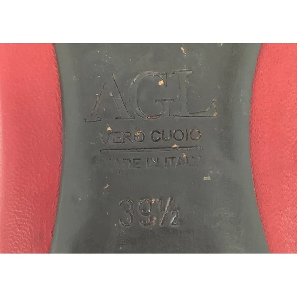 AGL Attilio Giusti Leombruni Monika Cap Toe Red Leather Ballet Flats Sz 9.5 - Picture 6 of 7